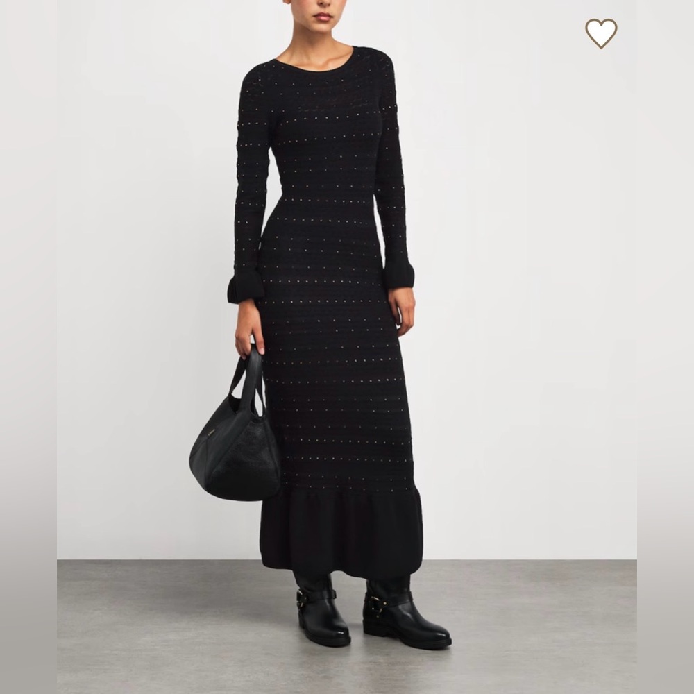 Sandro RHINESTONE KNIT MAXI DRESS Size 36 FR / 4 US